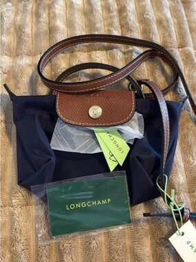 Longchamp Le Pilage Mini Navy Crossbody Bag